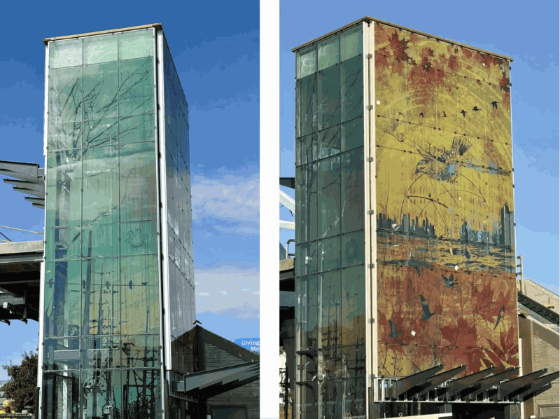 Tracy Silva Barbosa’s commission for the New Bedford MBTA station, “Equinox,” was unveiled in October 2024.