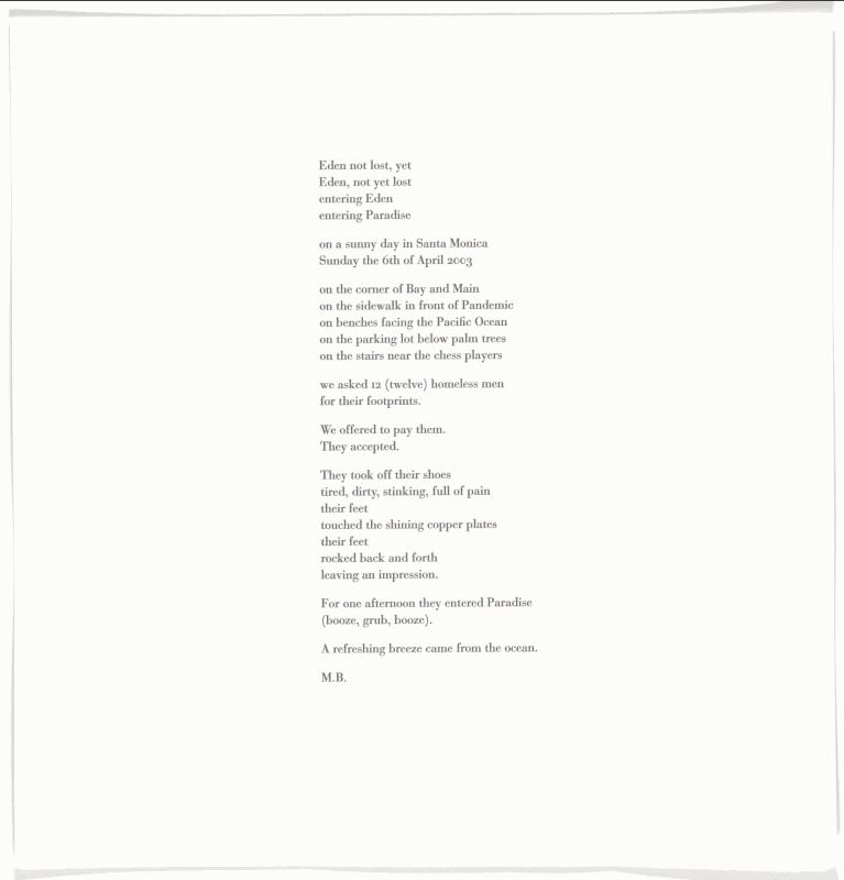 Miroslaw Balka, Untitled from Entering Paradise, 2003, letterpress print from a portfolio of fourteen etchings with chine collé; and one letterpress print with artist's text