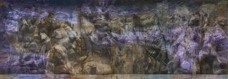 Study in Figures 形体习作, ZHANG Yunyao 张云垚, 2022. Pigment, acrylic, oil, gel medium, sublimation print on felt 颜料, 丙烯, 油画颜料,...