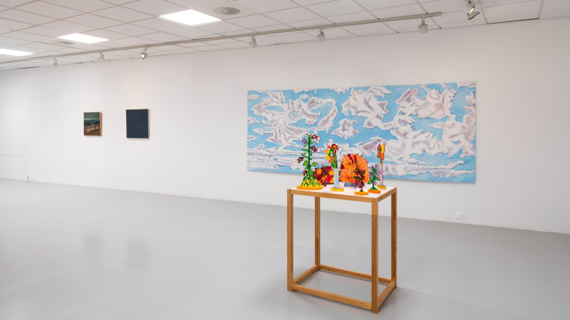 Installation view of Inger Johanne Grytting and Mimi Gross: On Art and Friendship at Nordnorsk Kunstnersenter, Svolvær, Norway