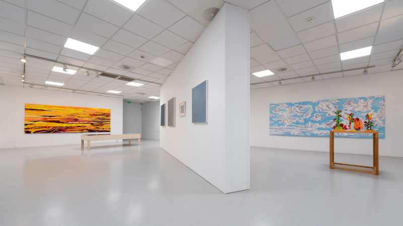 Installation view of Inger Johanne Grytting and Mimi Gross: On Art and Friendship at Nordnorsk Kunstnersenter, Svolvær, Norway