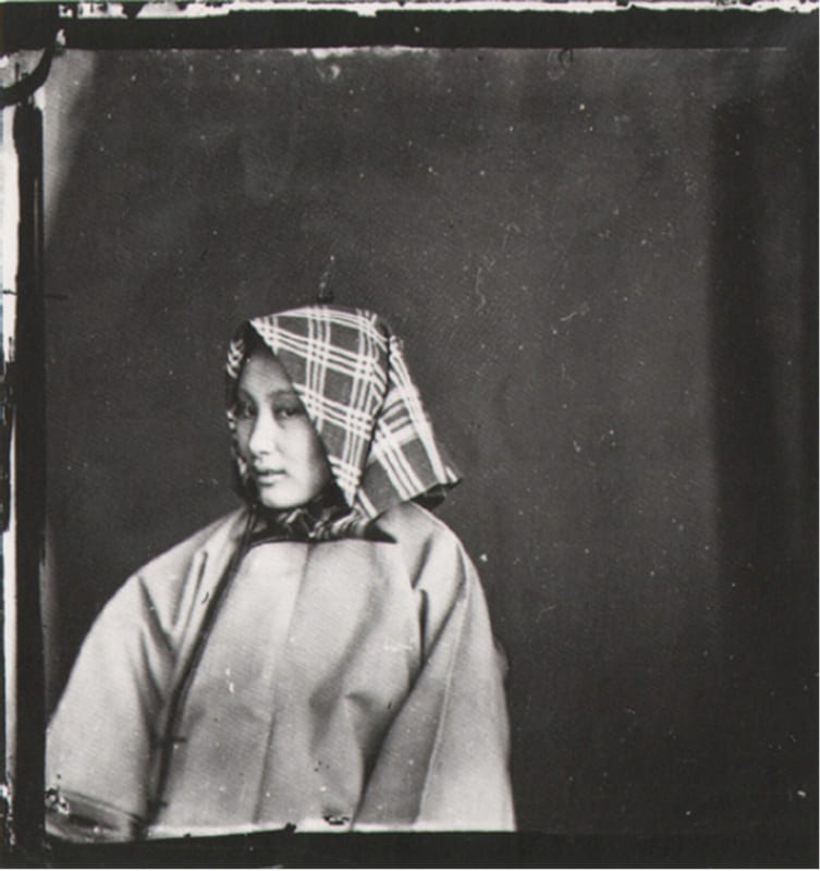 Period photograph of Chinese woman wearing a headscarf
