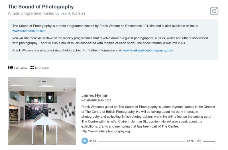 THE SOUND OF PHOTOGRAPHY, Frank Watson Interviews James Hyman