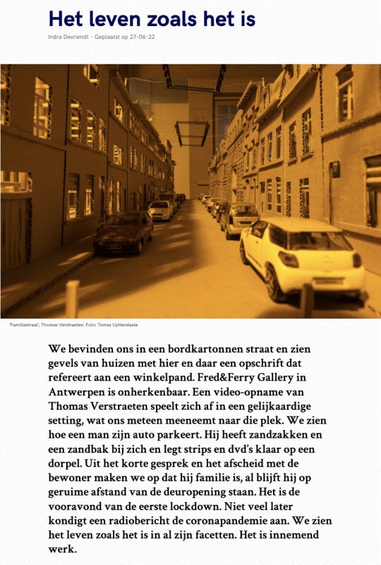 Article for Jegens en Tevens by Indra Devriendt - Thomas Verstraeten - Het leven zoals het is