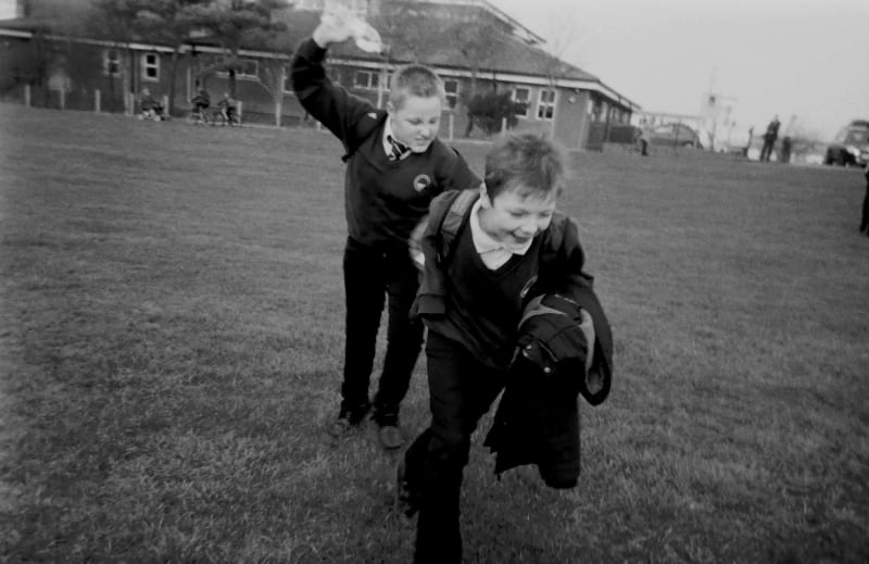 West Cumbria Kids No. 5, 9' 6' Print in A4 Black Wooden Frame with White Mount