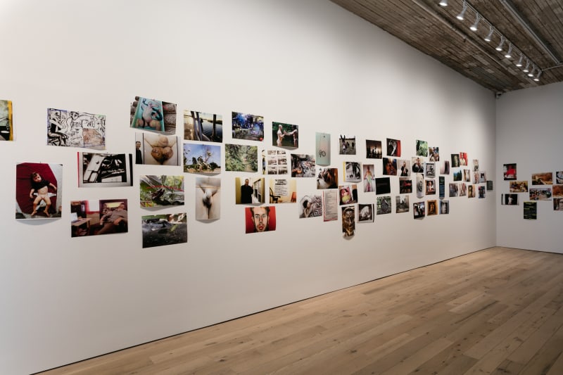 Michel Auder And virtually everything said has been said incorrectly, and it's been said wrong, or it's been covered wrong by the press,, 2018 mural of 91 artist-printed photographs Dimensions variable (#1/2)
