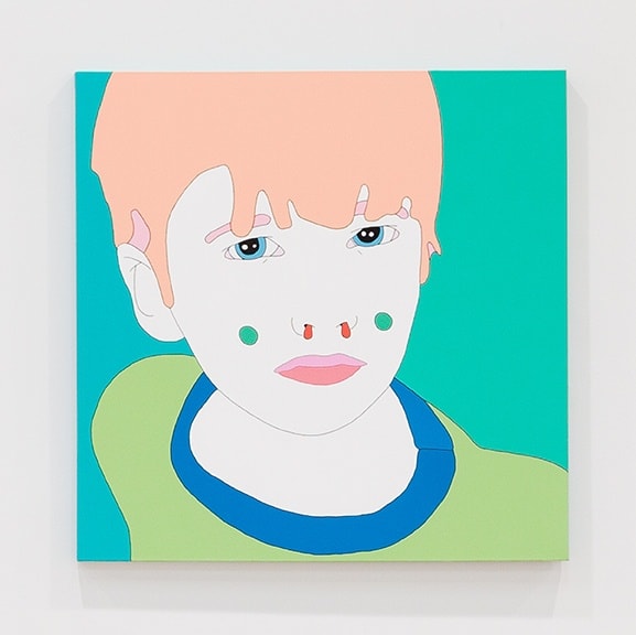 Al Baio violent anemic tribe (forever boy), 2013 vinyl paint and ink on canvas 36 x 36 inches