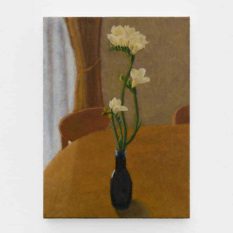 Miho Ichise, Freesia, 2024, oil on linen, 13 x 9 1/2 in. (33.3 x 24.2 cm.)