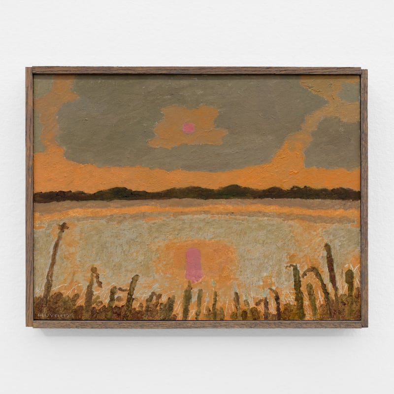 Tony Huynh, Stone Lake, 2024, oil on panel, in artist's frame.