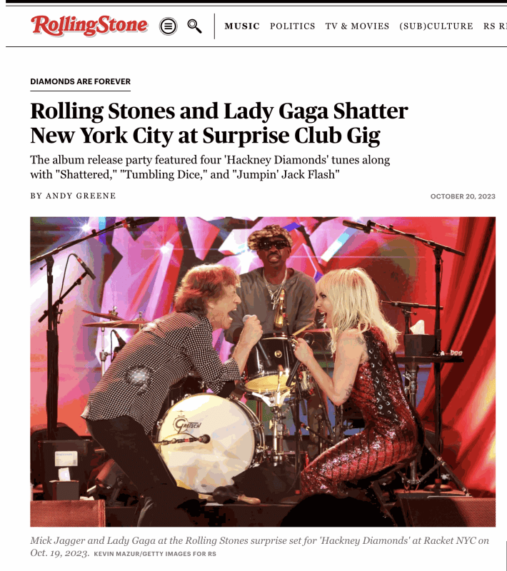 Rolling Stones Play Surprise New York Club Gig With Guest Lady Gaga, Rolling Stone Magazine