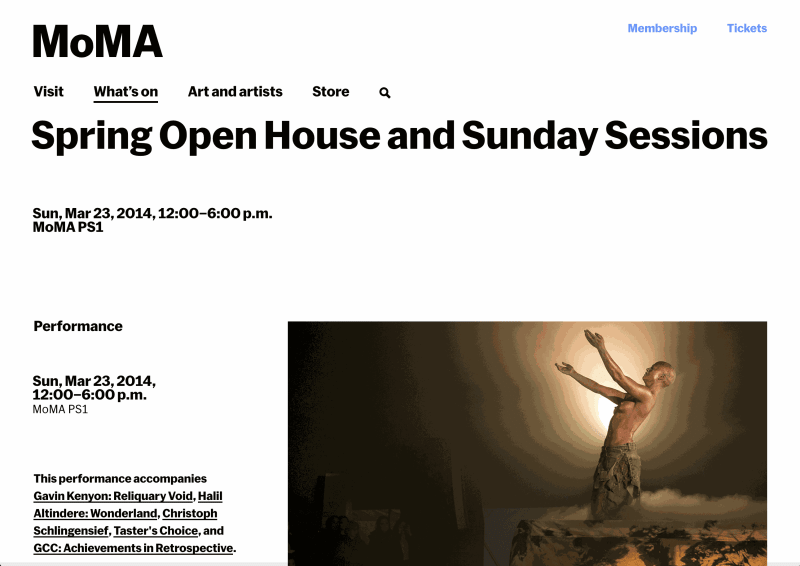 Spring Open House and Sunday Sessions, Museum Of Modern Art