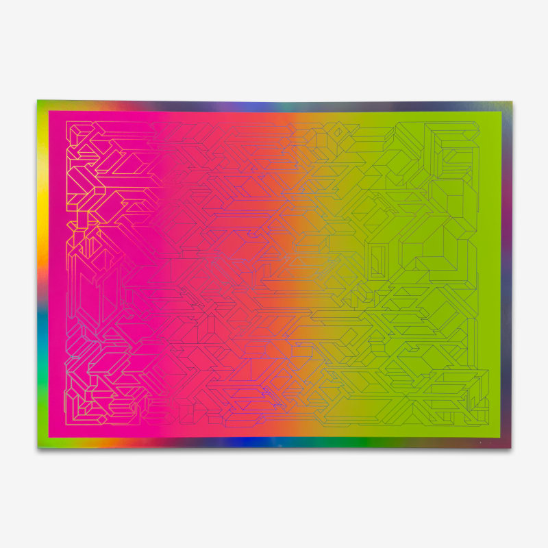 HOTTEA: The Imagination Is One Hell of a Drug (Split-Fountain Variant), 2025, Screenprint on holographic metallic paper