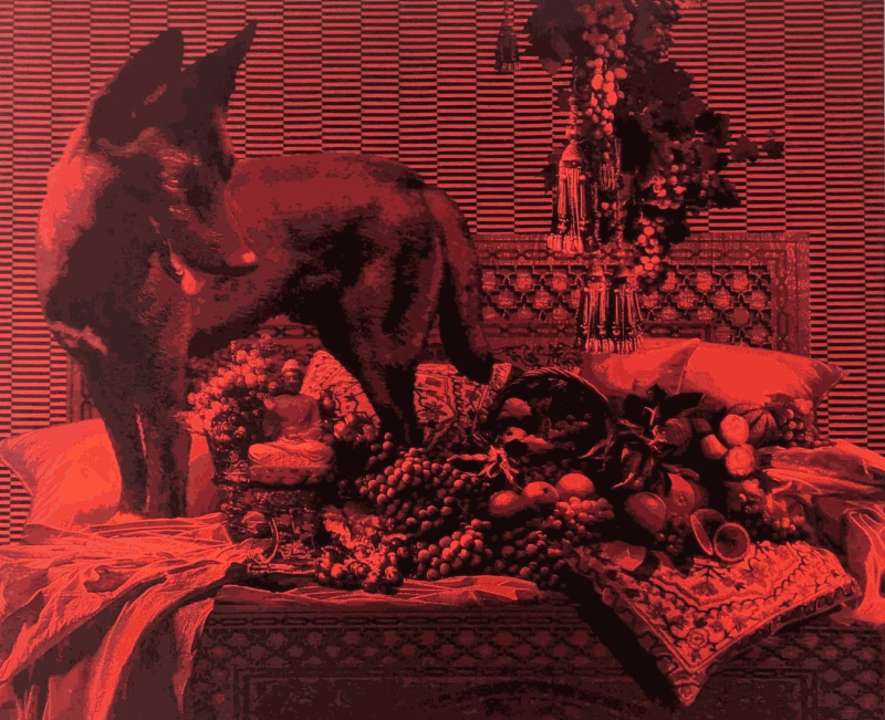 S/T, 2024, Temple acrílico sobre seda sintética, 110 x 140 cm.