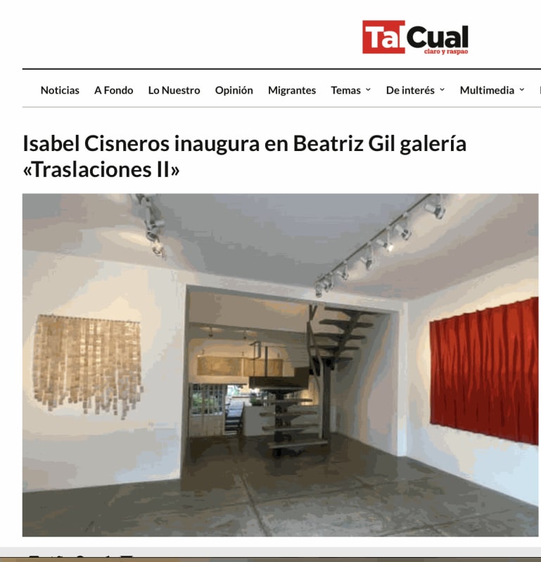 Isabel Cisneros inaugura en Beatriz Gil galería «Traslaciones II», Tal Cual - Medios digitales
