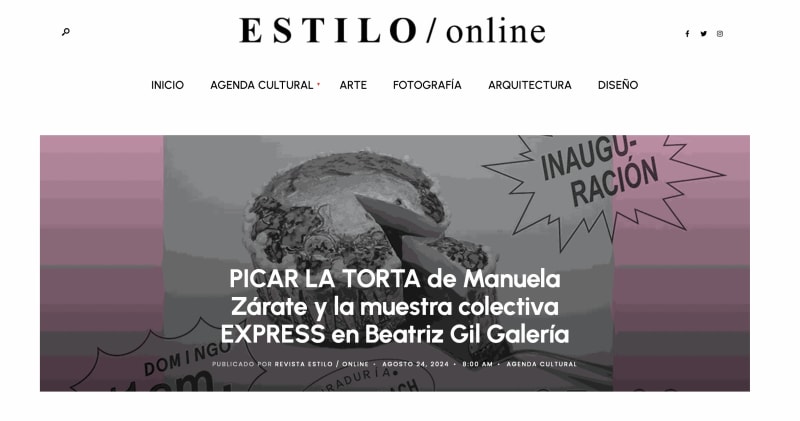 PICAR LA TORTA de Manuela Zárate y la muestra colectiva EXPRESS en Beatriz Gil Galería, Estilo - Revista cultural