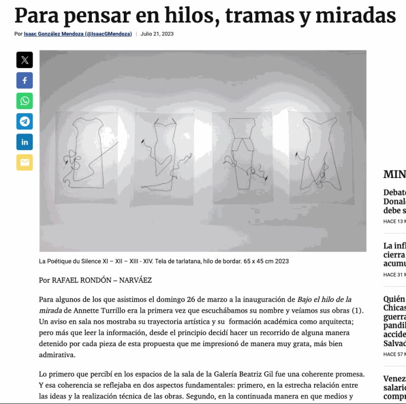 Para pensar en hilos, tramas y miradas, El Nacional - Periódico Digital