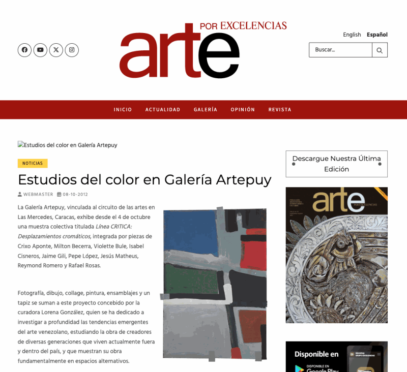 Estudios del color en Galería Artepuy, Arte por Excelencias