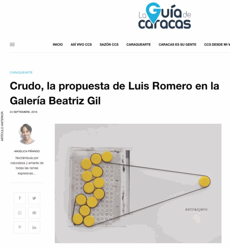 Crudo, la propuesta de Luis Romero en la Galería Beatriz Gil, La Guía de Caracas