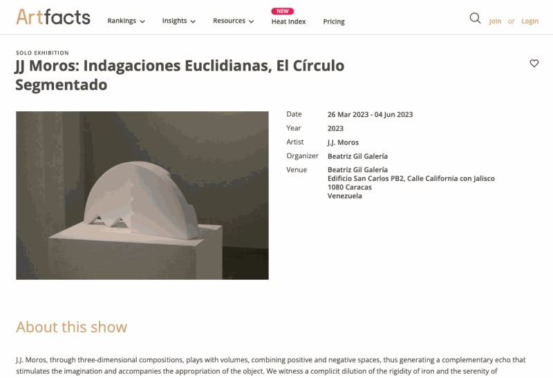 JJ Moros: Indagaciones Euclidianas, El Círculo Segmentado, ArtFacts