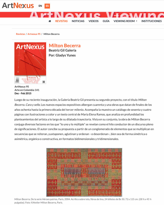 Milton Becerra - Beatriz Gil Galería, ArtNexus