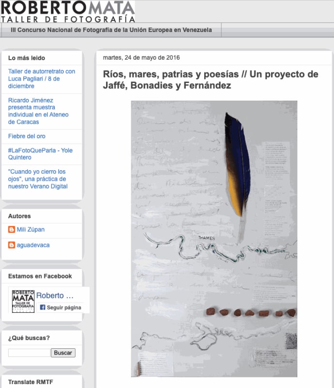 Ríos, mares, patrias y poesías // Un proyecto de Jaffé, Bonadies y Fernández, Roberto Mata Taller de Fotografía