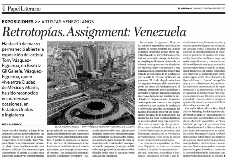 Retrotopías. Assignment: Venezuela, Papel Literario - El Nacional
