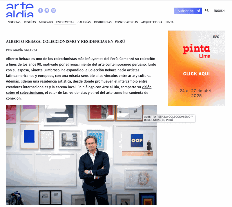 ALBERTO REBAZA: COLECCIONISMO Y RESIDENCIAS EN PERÚ, Arte al día