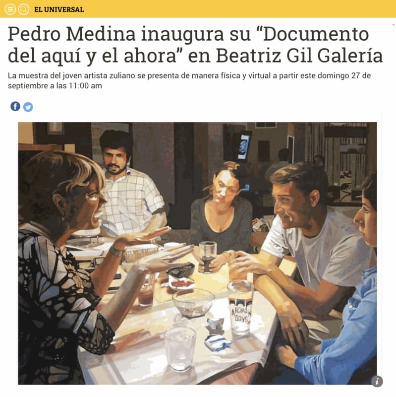 Pedro Medina inaugura su “Documento del aquí y el ahora” en Beatriz Gil Galería, El Universal