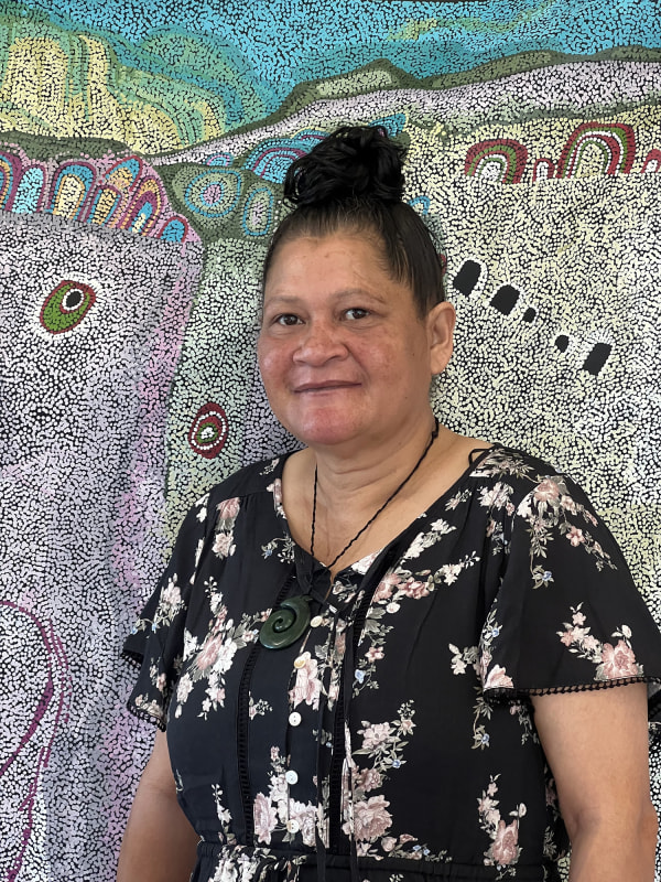 Helen Tyalmuty McCarthy with her 2024 Paddington Art Prize piece Landmarks - Mirrindja Hills