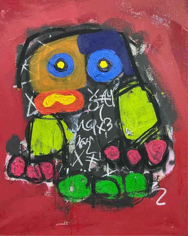 Taher Jaoui Big Blue Eyed Ape, 2024 Oil, acrylic and charcoal on canvas 75x65