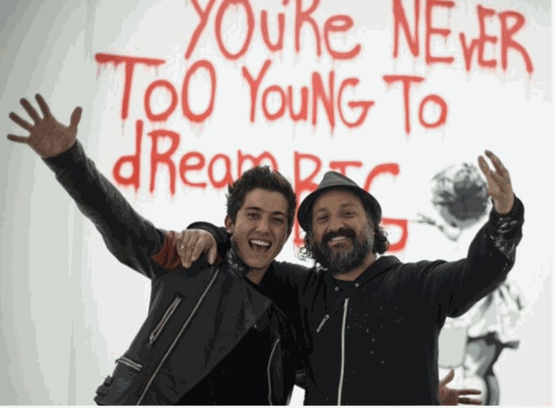Contemporary street artist Jacques Guetta with his father, Mr Brainwash.