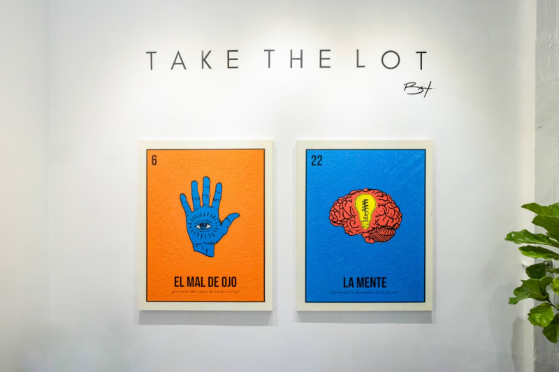 Cayla Birk's artworks displayed in Carousel Fine Art's Miami gallery space for the Cayla Birk exhibition, "It's in the Cards."