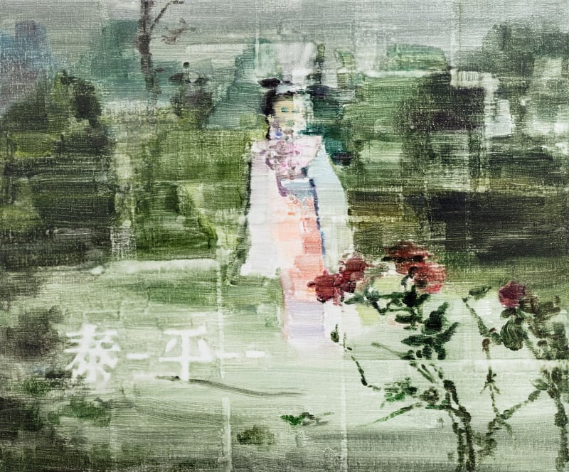 泰平(장미),2018,리넨에 유채,38x45.5cm