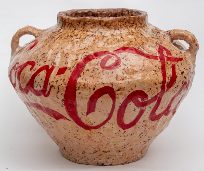 Reniel Del Rosario, “Early American Advertising Jug”, 2022 – 2023. Ceramic, 10 x 14 x 13 inches.