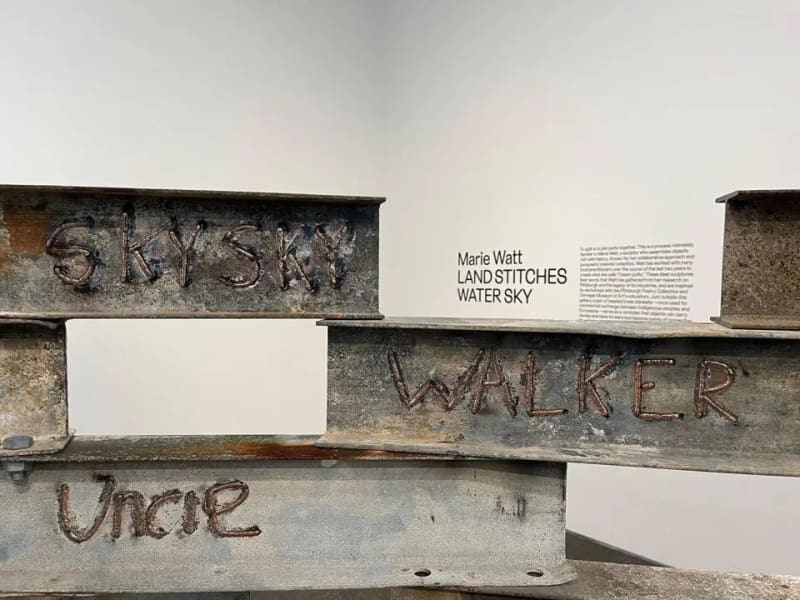 "Marie Watt: LAND STITCHES WATER SKY" installation view detail. CHADD SCOTT