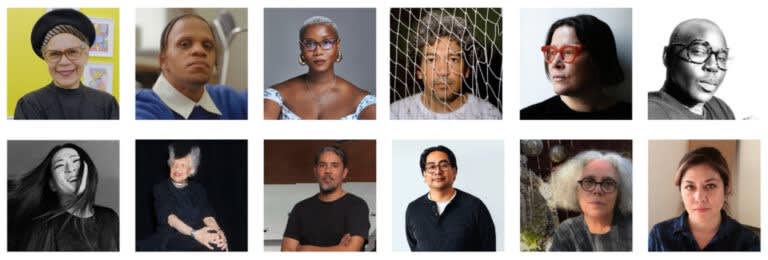 Candida Alvarez, photo by Sarah Ayers; American Artist, photo by S*an D. Henry-Smith; Ja’Tovia Gary, photo by JerSean Gollatt; Jorge González Santos, photo by José Castrellón; Every Ocean Hughes, photo by Märtha Thisner; Autumn Knight, photo courtesy of the artist; Young Joon Kwak, photo by Joe Pugliese; Lorraine O’Grady, photo by Lelanie Foster; Paul Pfeiffer, photo by At Maculangan, © Paul Pfeiffer, courtesy Paula Cooper Gallery, New York; Ronny Quevedo, photo by Taylor Miller; Alison Saar, photo courtesy of the artist; Shizu Saldamando, photo courtesy of the artist