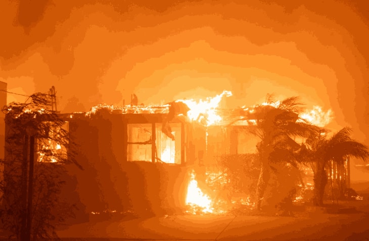 Kevin Cooley and his family's Altadena duplex consumed by the Eaton Fire on the morning of Jan. 8. (Courtesy Kevin...
