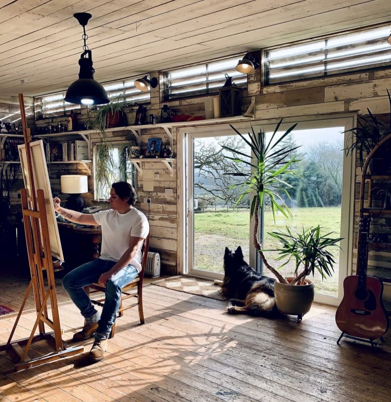 Artist Max Hembrow in his studio