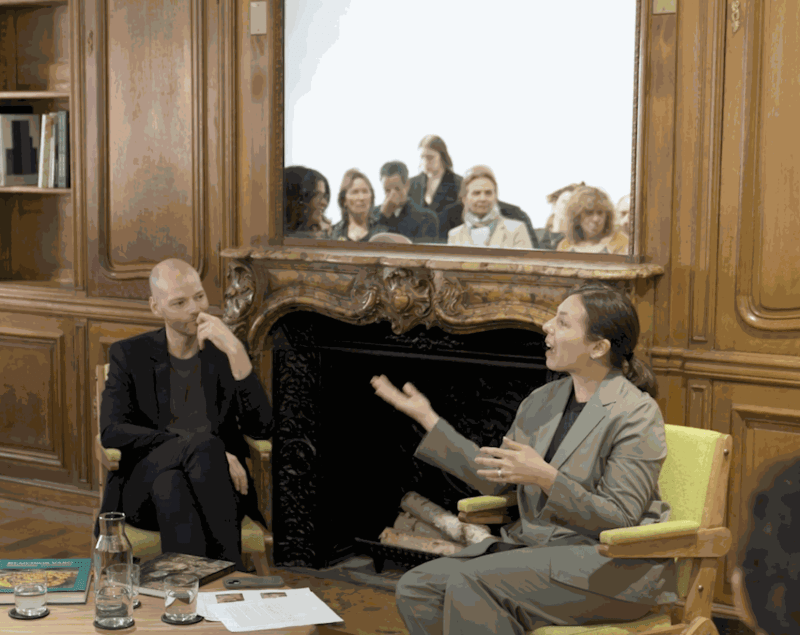 Recording still, Samantha Friedman and Guillaume Kientz in Conversation, 2024.