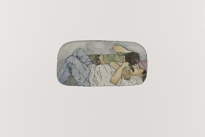 Julio César Morales, "Gemelos #4," 2025. Watercolor, graphite and ink on paper, 20 x 30 inches. Courtesy of the artist and Gallery Wendi Norris, San Francisco