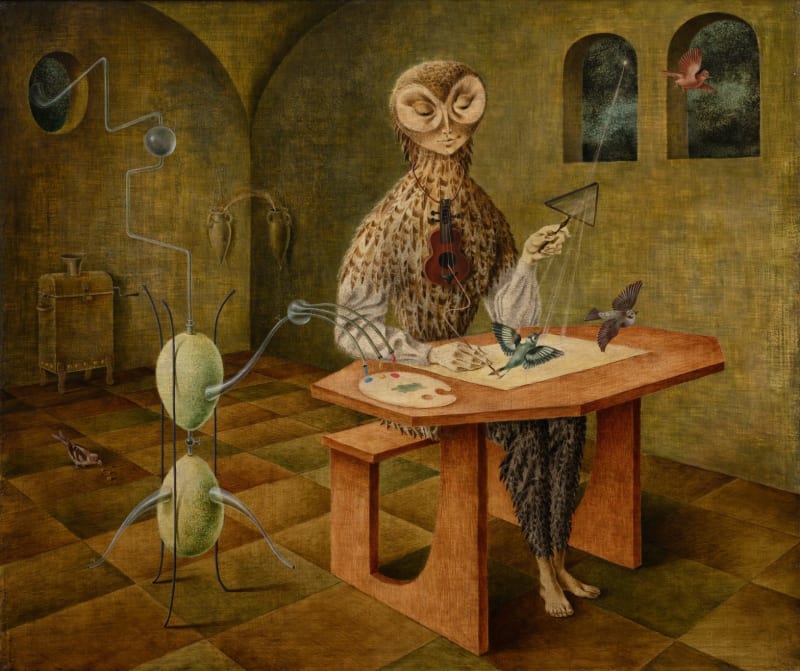 Remedios Varo, “Creación de las aves” (Creation of the Birds) (1957); Museo de Arte Moderno (INBAL/Secretaría de Cultura © 2023 Remedios Varo, Artists Rights Society (ARS), New York / VEGAP, Madrid, photo by Rodrigo Chapa)