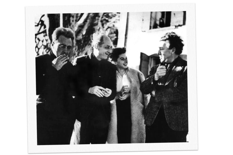 Varo with, from left, the Russian revolutionary Victor Serge; her companion, the poet Benjamin Péret; and the poet André Breton. The photo was taken in about 1941 in France, where Varo moved in bohemian, avant-garde and Surrealist circles.Credit...Photo12/Universal Images Group via Getty Images