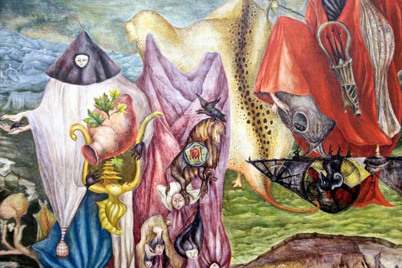 a detail from "Chiki Ton Pays" by English born and Mexican based artist Leonora Carrington.AP PHOTO/BEBETO MATTHEWS