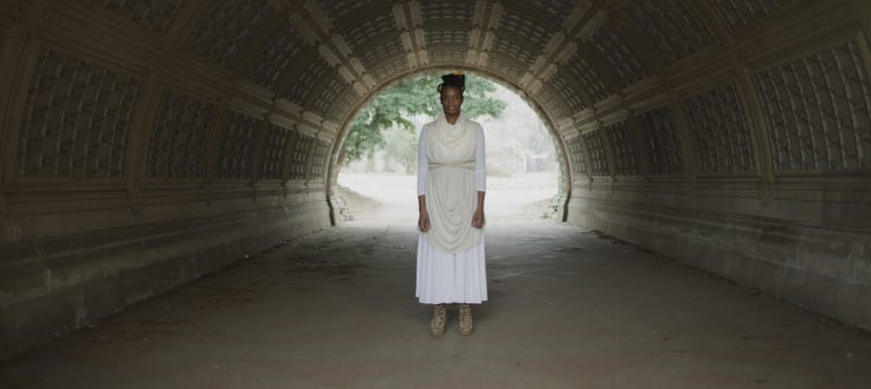 Okwui Okpokwasili behind the scenes in When We Gather. Photo: Tommy Oliver