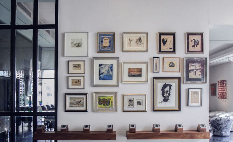 Installation view of the Samdani Collection, featuring works by Rabindranath Tagore and Abanindranath Tagore. Courtesy of Samdani Art Foundation.