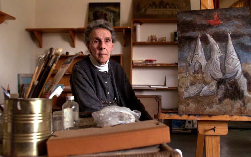 Leonora Carrington at her studio in Mexico City in 2000 Credit: Daniel Aguilar/Reuters