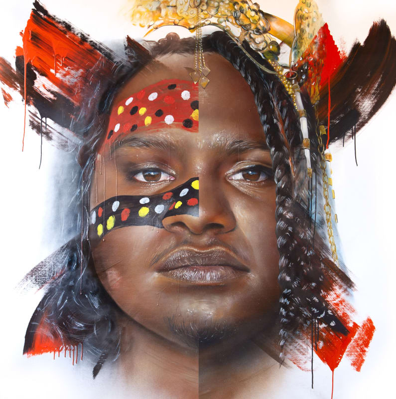 Adnate, Gela Portrait of Baker Boy, 2023, Spray paint and acrylic on linen, 200cm x 200cm