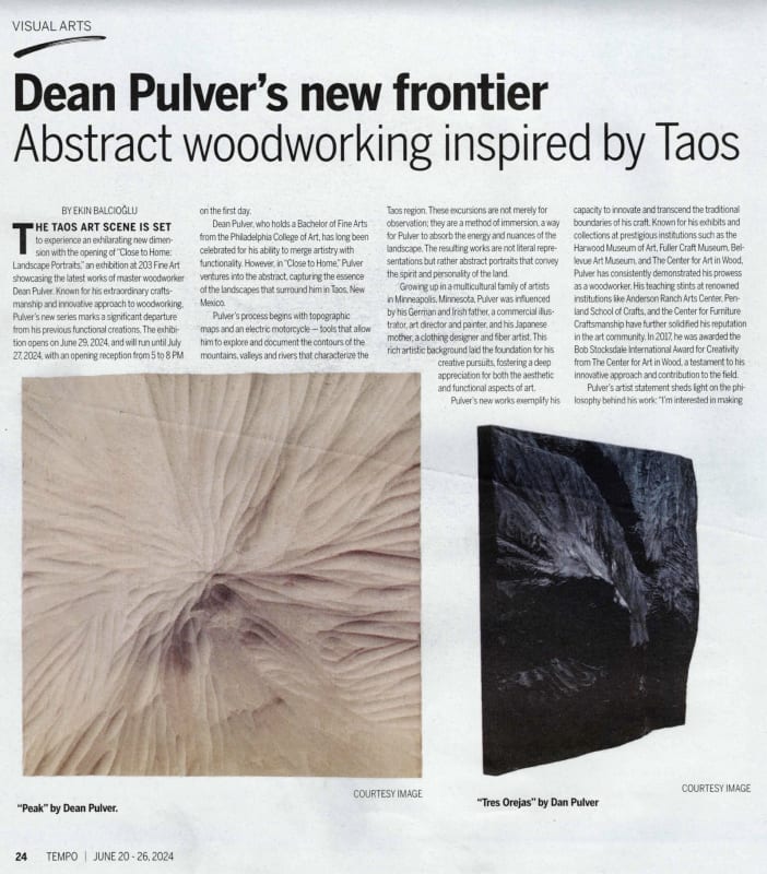 Taos News: 'Dean Pulver's New Frontier' , Abstract woodworking inspired by Taos