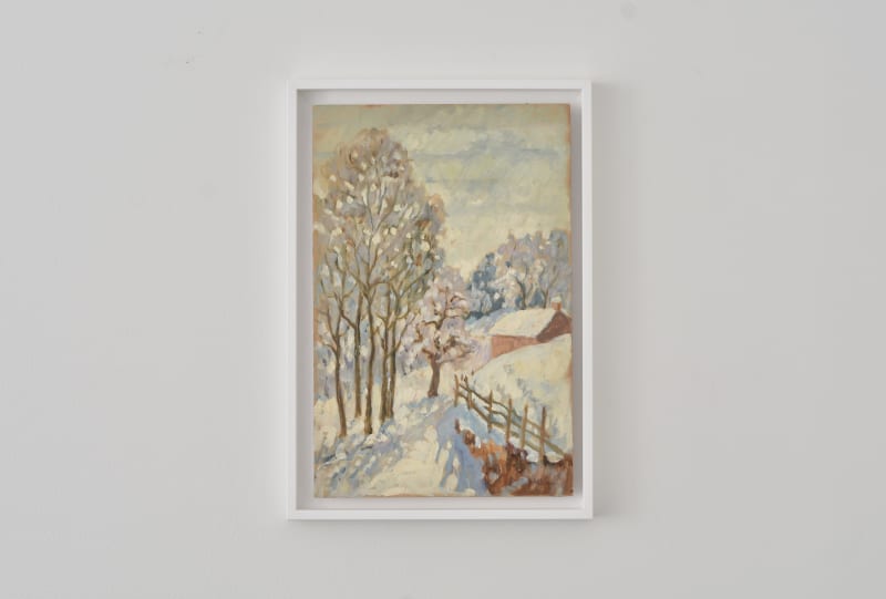 Artwork in oil painting representing a snow scene, by the French post-impresionnist Marie Lucie Nessi Valtat