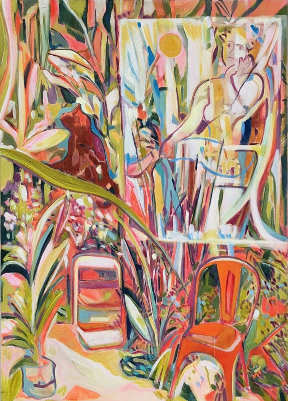 Emi Avora Unlikely Friend 2025 Acrylic, ink and oil on canvas 70 x 50 cm